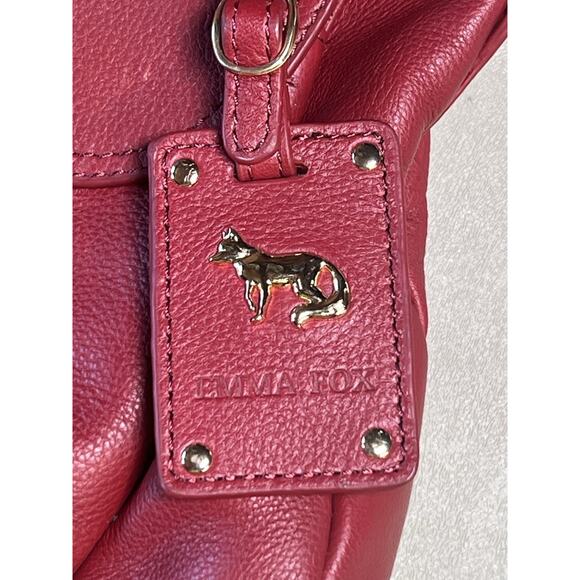 Emma Fox Classic Large Foldover Leather Bag Bordeaux ML8614 —READ— - Picture 2 of 16